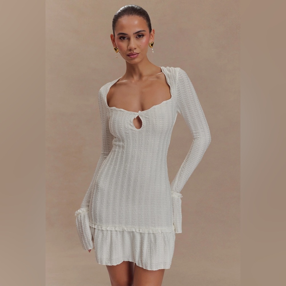 NWT Meshki Daphne Pointelle Long Sleeve Mini Dress